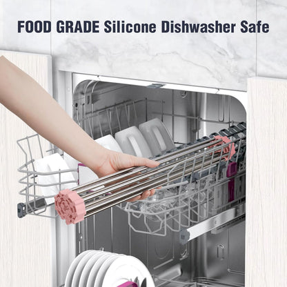 Tomorotec 17.7" x 15.5" Roll Up Dish Drying Rack Over Sink Drying Rack Sink Cover Kitchen Sink Accessories Gadget Multipurpose Organizer Foldable Stainless Steel Drainer (Grey)