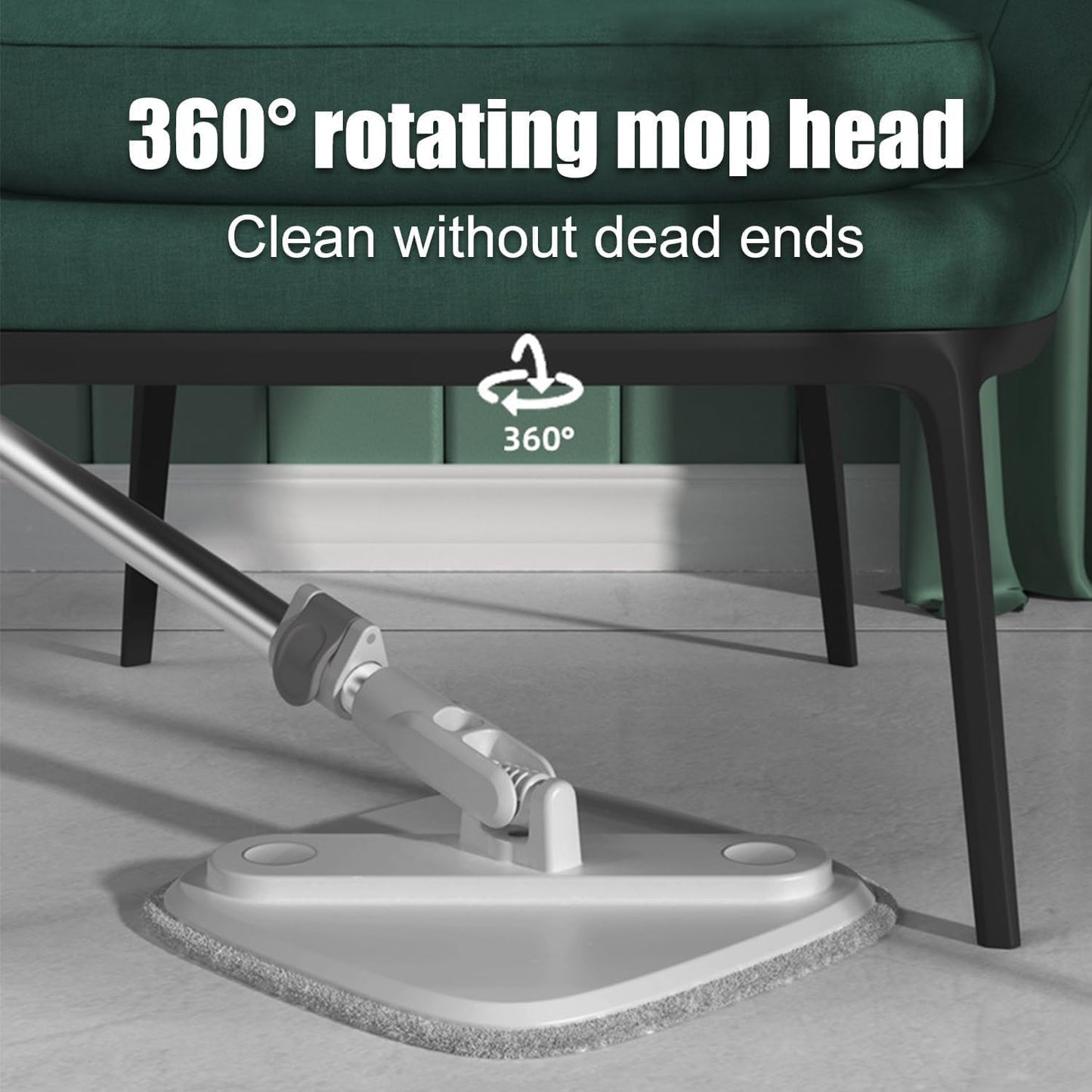 Spin Mop and Bucket Set with Self Separation Dirty and Clean Water System Self Wringing 360° Rotating Clean Mop-Head for Hardwood Tile Marble Floors (Mop Set with 6 Pads)-Grey