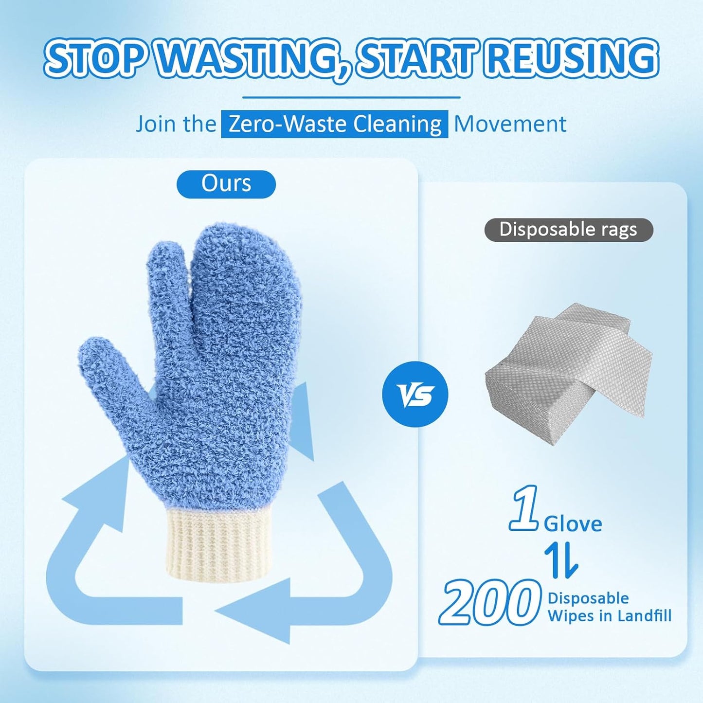 MIG4U Microfiber Dusting Gloves House Cleaning Glove for Blinds, Windows, Shutters, Furniture, and Car, Reusable Lint-Free Pink 1 Pair S/M