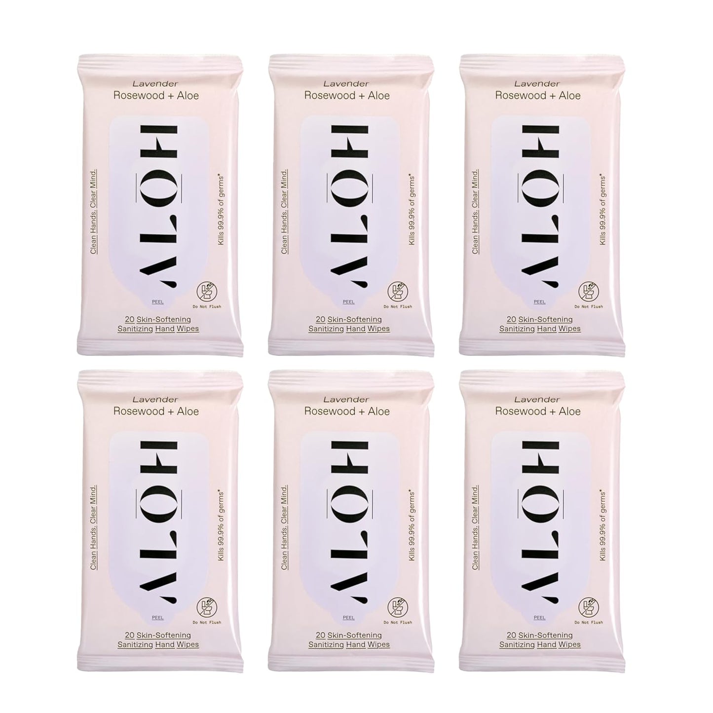 ALŌH Peppermint Eucalyptus + Aloe Sanitizing Hand Wipes - Clean Hands, Clear Mind On The Go Sanitizer for Kids and Adults - Travel Size 3 Pack 20ct Wipes (60 Wipes)