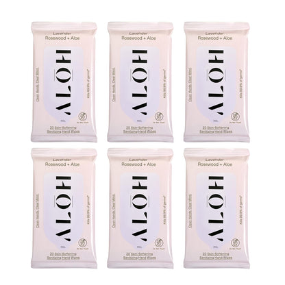ALŌH Peppermint Eucalyptus + Aloe Sanitizing Hand Wipes - Clean Hands, Clear Mind On The Go Sanitizer for Kids and Adults - Travel Size 3 Pack 20ct Wipes (60 Wipes)