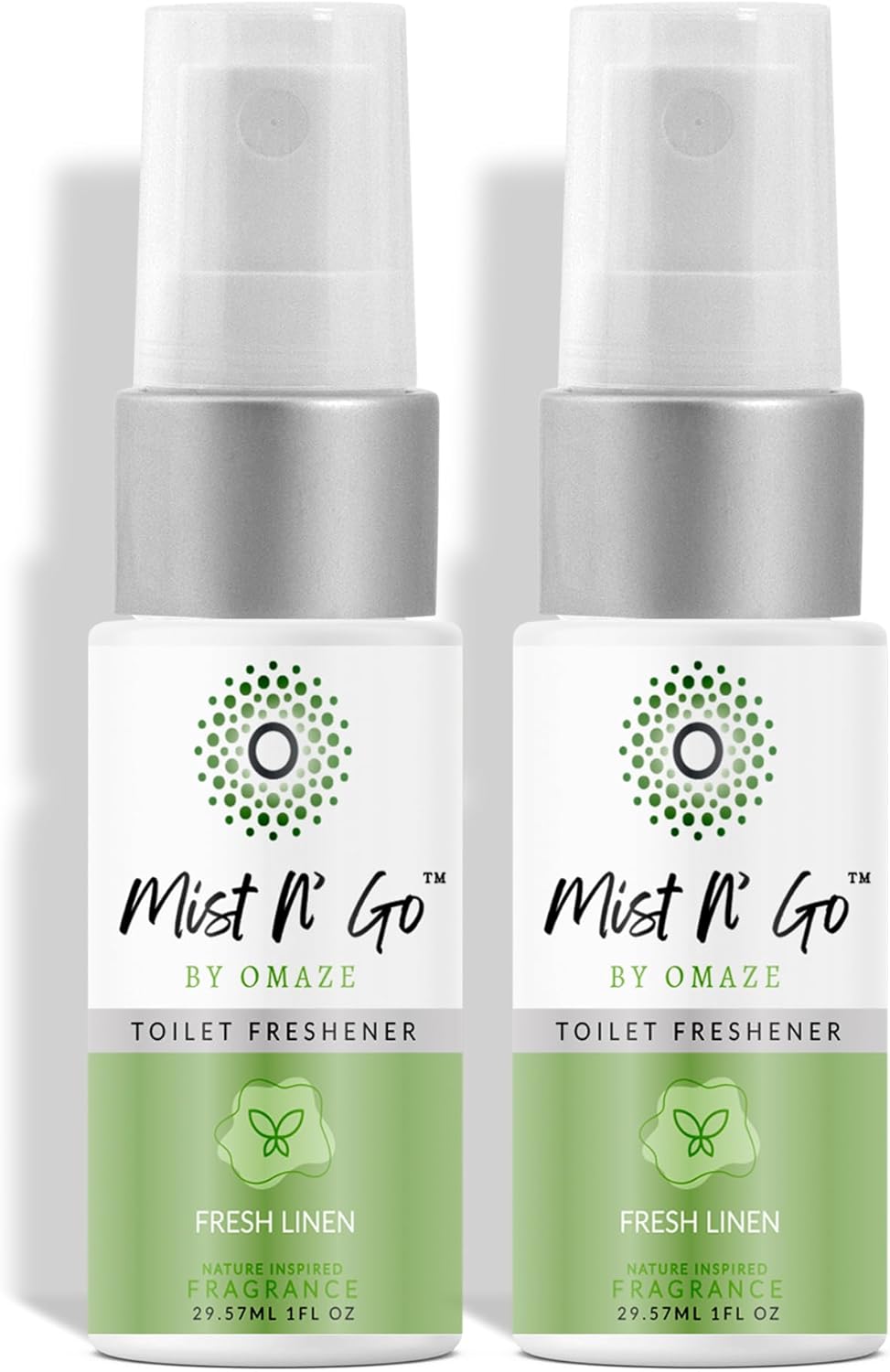Mist N’ Go by Omaze Travel Bathroom Spray for Toilet Spray Odor Eliminator - Travel Toilet Spray for Bathroom Air Freshener Spray for Bathroom Deodorizer - Clean Mix, Travel Size (1oz x2)