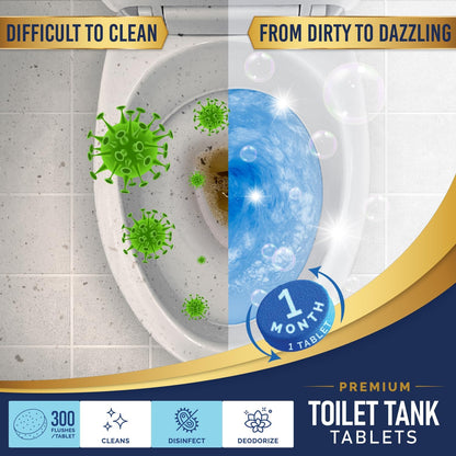 Once Every Month Premium Toilet Tank Cleaning Tablets, 300 Flush Count(50 Tablets),Long Lasting Automatic Cleaner, Spearmint Scent