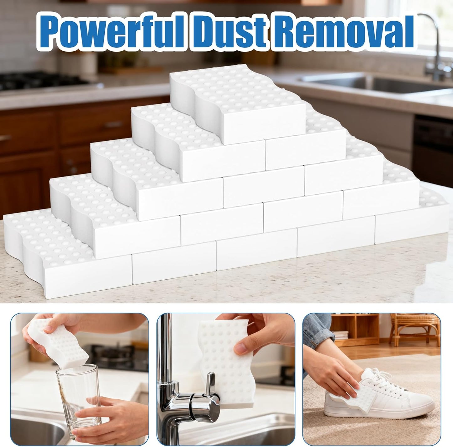 30 Pack Magic Sponges Cleaning Eraser, 2X Density Melamine Sponge,Cleaning Pad for Bathroom,Kitchen,Dish,Furniture, Floor,Wall,Shoe,Cleaner, Non-Scratch Scrub Foam (30)