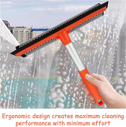 Window Squeegee for Window Cleaning, Squeegee Window Cleaner Tool 2 in 1 Car Window Cleaning Tool with Extension Pole 58‘’ Telescopic Window Washing Equipment, Shower Squeegee for Shower Glass Door