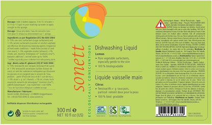 Sonett Organic Dishwashing Liquid Organic 100% Biodegradable Lemon, 34 Fl.Oz (1 Count)