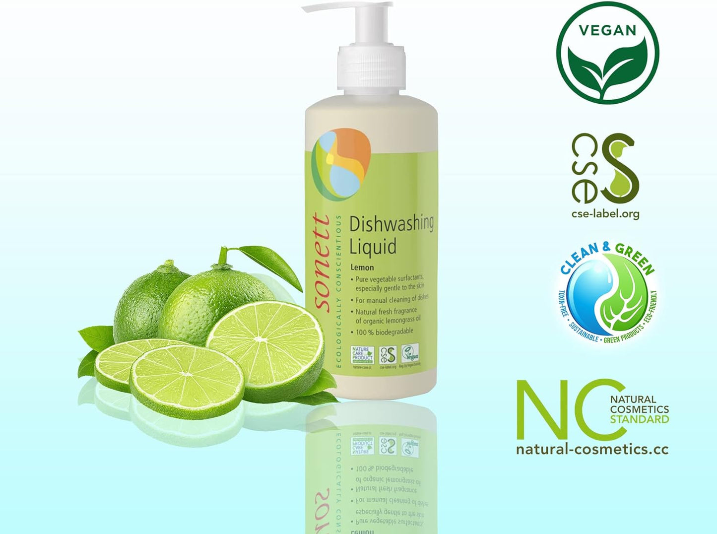 Sonett Organic Dishwashing Liquid Organic 100% Biodegradable Lemon, 34 Fl.Oz (1 Count)