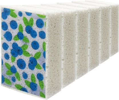 Cellulose Sponges, Large Size 4" x 6" x 1" - Heavy Duty Scrub Kitchen Sponge, Clean Tough Messes Without Scratching Kitchen Cleaning Pads, Pop Up Eco DIY (6 Pack), Green