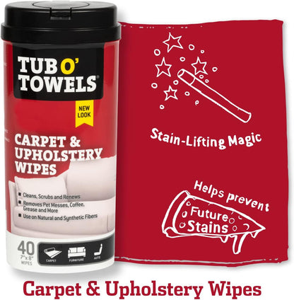 Tub O' Towels Heavy-Duty Multi-Surface Cleaning Wipes, 10" x 12", 90 Count Canister, Removes Grease, Grime, Tough Stains, Durable Disposable Wipes for Home, Garage, Outdoor Cleaning Tasks, 2-Pack