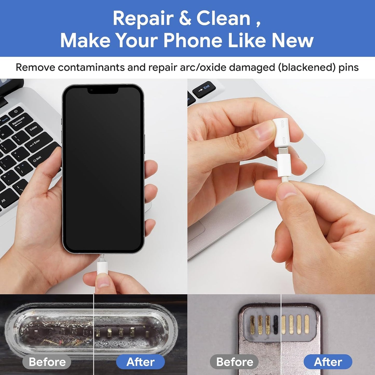 for iPhone Cleaning Kit for Charging Port Cleaner, Multi-Tool Cleaner Kit for AirPods and ipad(USB C) Speaker & Charger Port, Repair & Recovery for Lightning Cables & Connectors, Easy Storage