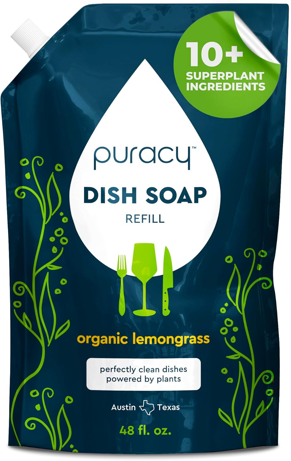 Puracy Natural Dish Soap Packs- Skin-Softening Plant-Based Dishwashing Soap, Non-Toxic Dish Soap, Organic Liquid Dishwashing Detergent Soap (Green Tea & Lime, 16 fl oz, 3 Pack)