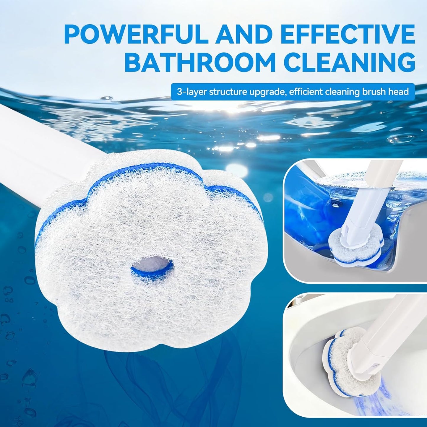 48 Count Disposable Toilet Brush Refill Pads, Disposable Toilet Bowl Wand Refills, Toilet Cleaning Refills, Toilet Scrubber Refills, Brush Head Replacement