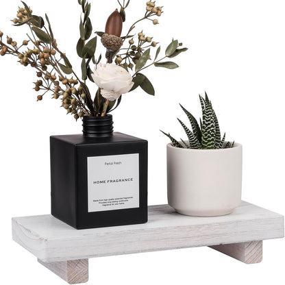 zoocatia Small Wood Tray Pedestal Stand Farmhouse Bathroom Decor Decorative Wooden Riser Kitchen Soap Dish Holder for Vanity, Counter, Sink, 9" x 5.9" - Black