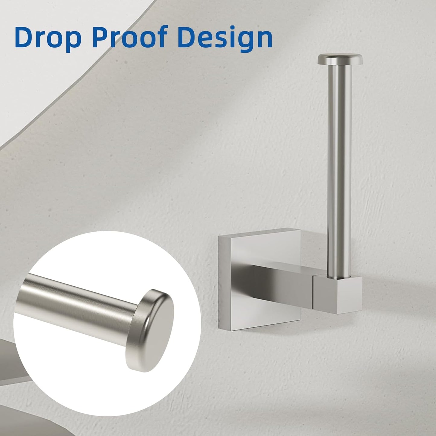RUACQ Toilet Paper Holder Stand with Toilet Brush and Holder Set, 304 Stainless Steel Bathroom Toilet Tissue Paper Roll Holder Free Standing, Weighted Base, Heavy Duty (Matte Black)
