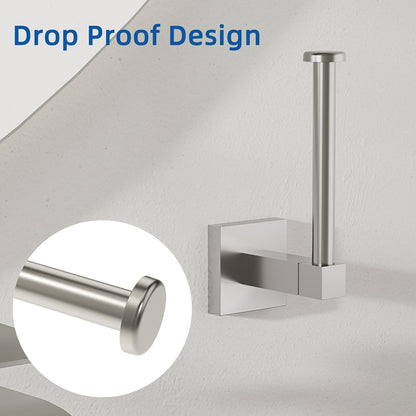 RUACQ Toilet Paper Holder Stand with Toilet Brush and Holder Set, 304 Stainless Steel Bathroom Toilet Tissue Paper Roll Holder Free Standing, Weighted Base, Heavy Duty (Matte Black)