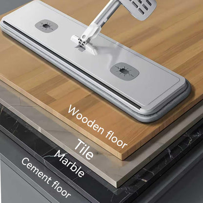Hands Free Microfiber Mop with 4 Washable Pads, 61" Stainless Steel Handle, Efficient Flat Mop for All Hard Floors