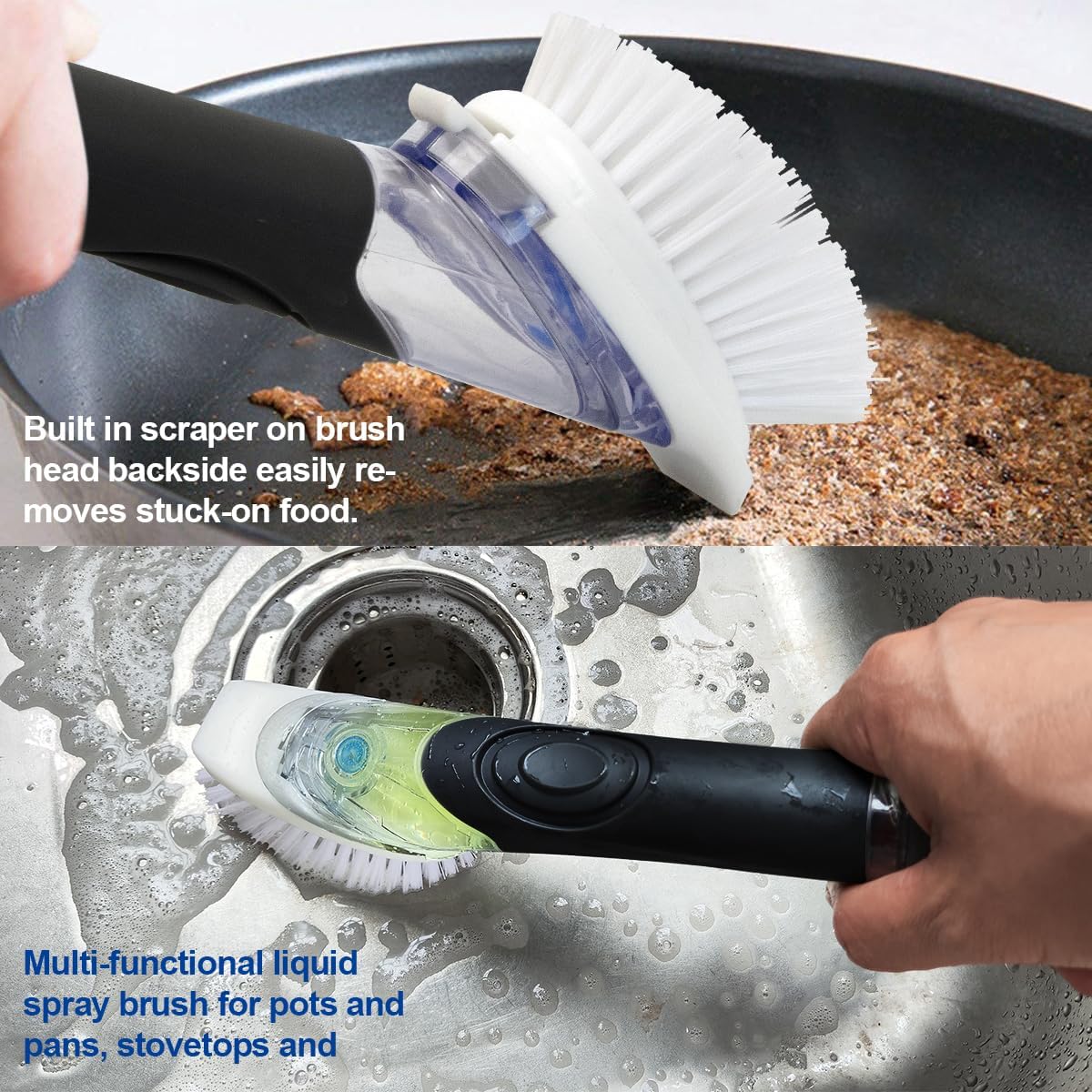 CELOX Dish Brush with Soap Dispenser, Kitchen Brush for Pans, Dishes