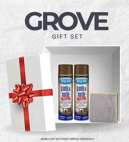 2x Sprayway Granite and Marble Cleaner 19 oz Spray Bundle with Microfiber Cloth – Cleans and Polishes Natural Stone Surfaces – Granite Countertop Cleaner – Gift Set (3 Items)