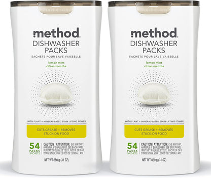 Method Dishwasher Detergent Packs, Lemon Mint, 30 count