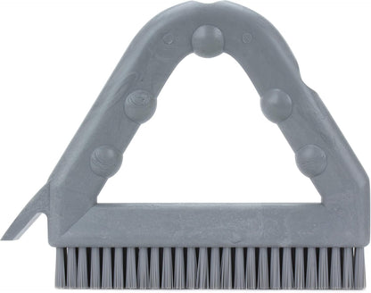 SPARTA Plastic Commercial Grout Brush, Triangle-Shaped Scrub Brush with Scraper and Two Threaded Holes for Attaching Handle (Sold Separately), 9 x 7 x 7 Inches, Gray