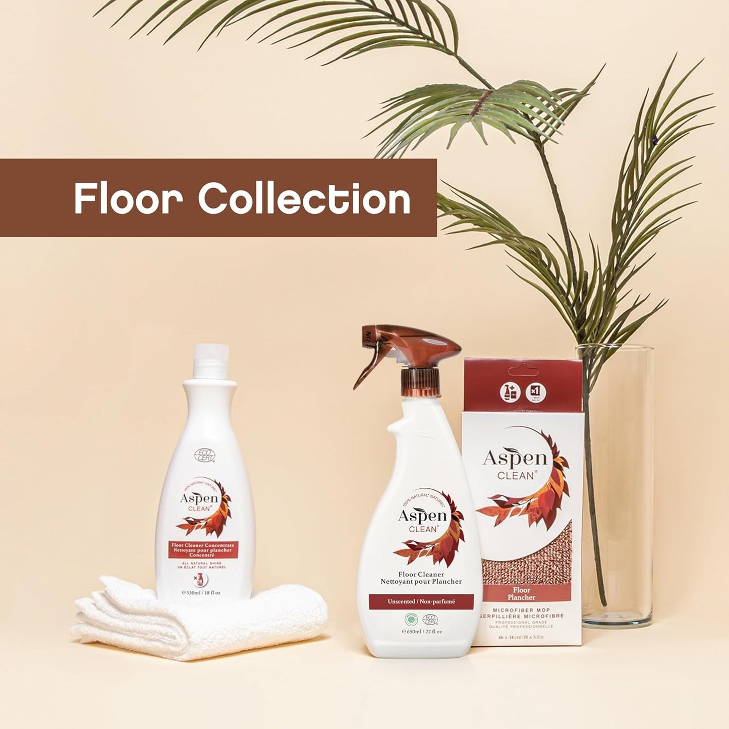 AspenClean Floor Cleaner | Eco-Friendly Spray Cleaner for Hardwood, Laminate, Stone & Ceramic | Non-Toxic | Made with Natural Ingredients | EWG Verified | Pack of 2 | 22 oz
