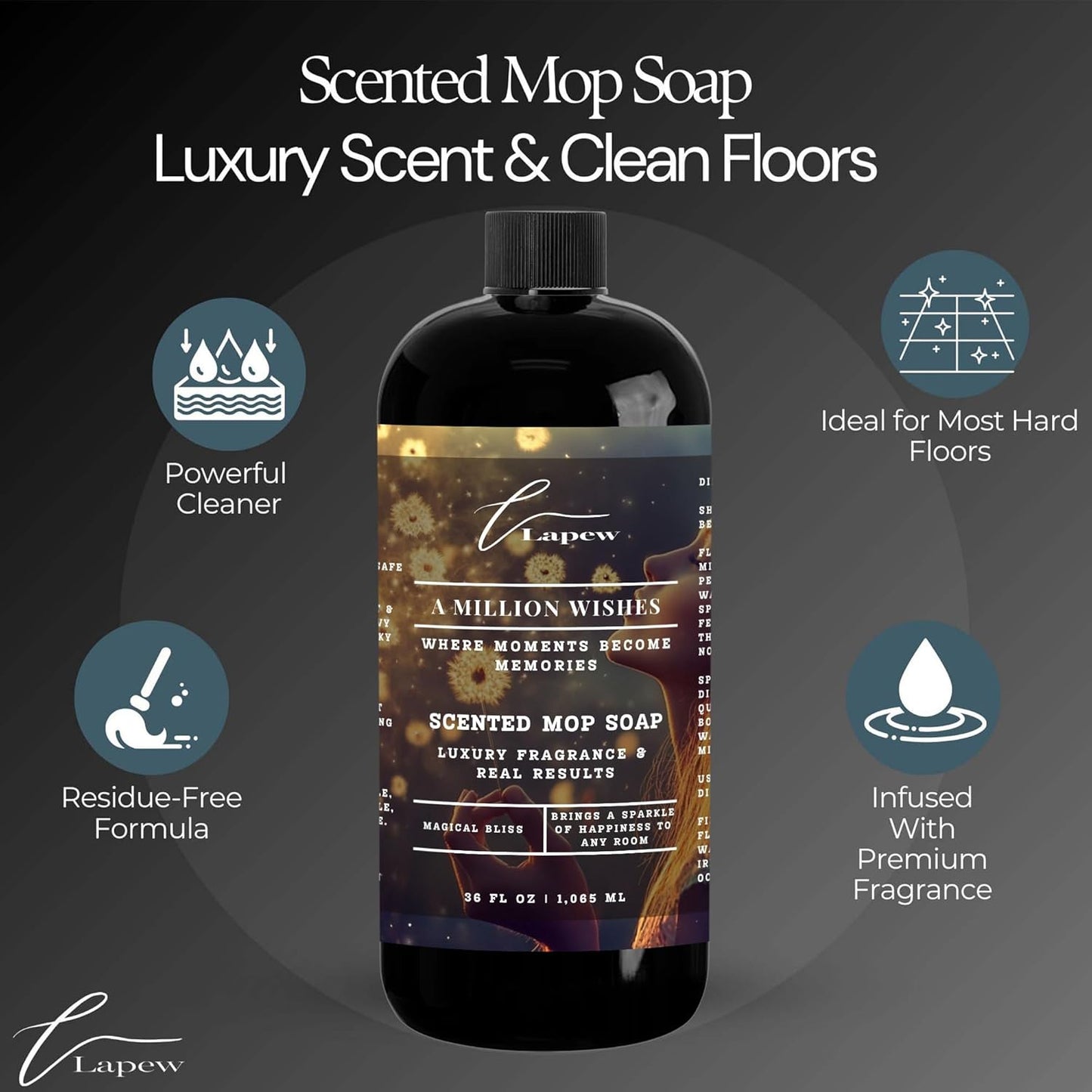 Lapew Black Sea Scented Cleaning Bundle | Carpet Deodorizer Powder (16 oz) & Mop Soap Concentrate (36 oz) | Pet-Friendly Odor Eliminator - Colors A