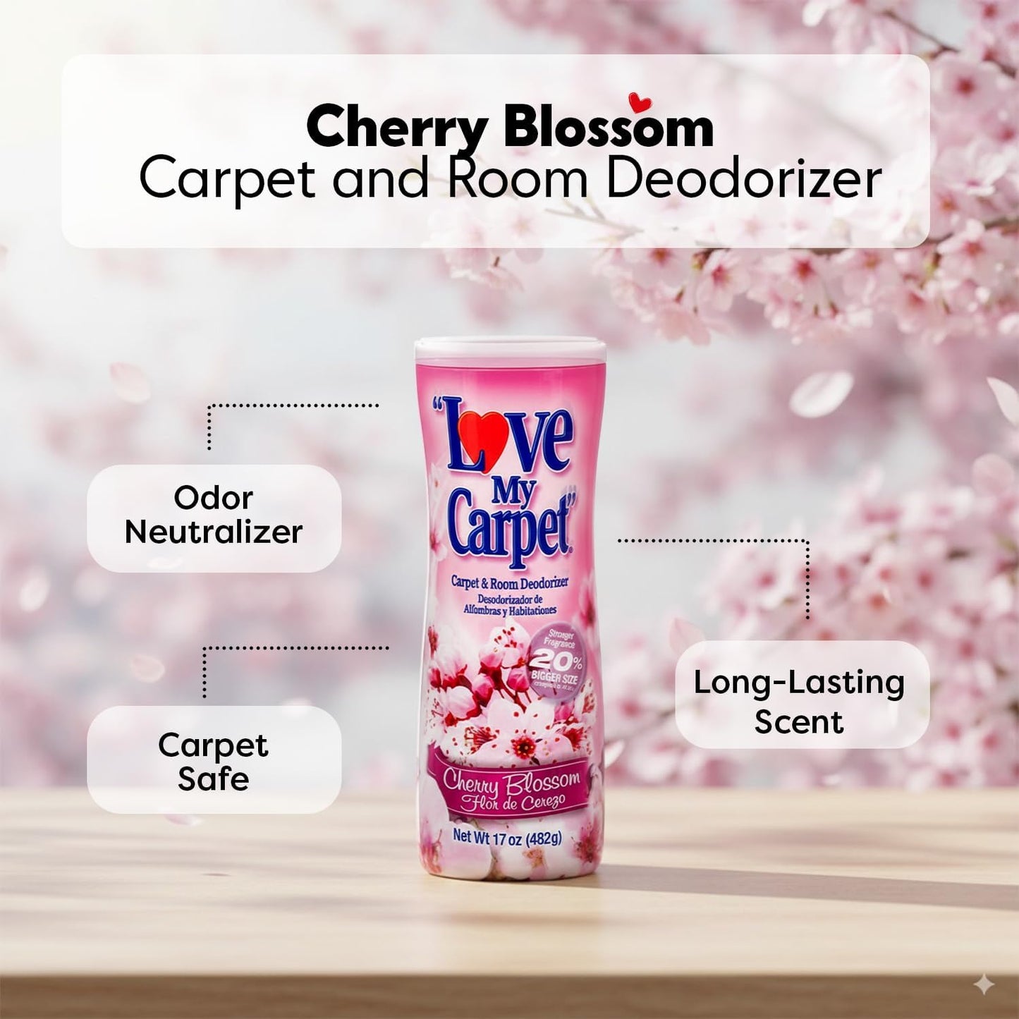 6 Love My Carpet | Carpet Deodorizer & Freshener Powder | 17 oz Pet Odor Eliminator for Strong Odor & Pet Urine | FRESH LINEN | Safe for Homes with Pets