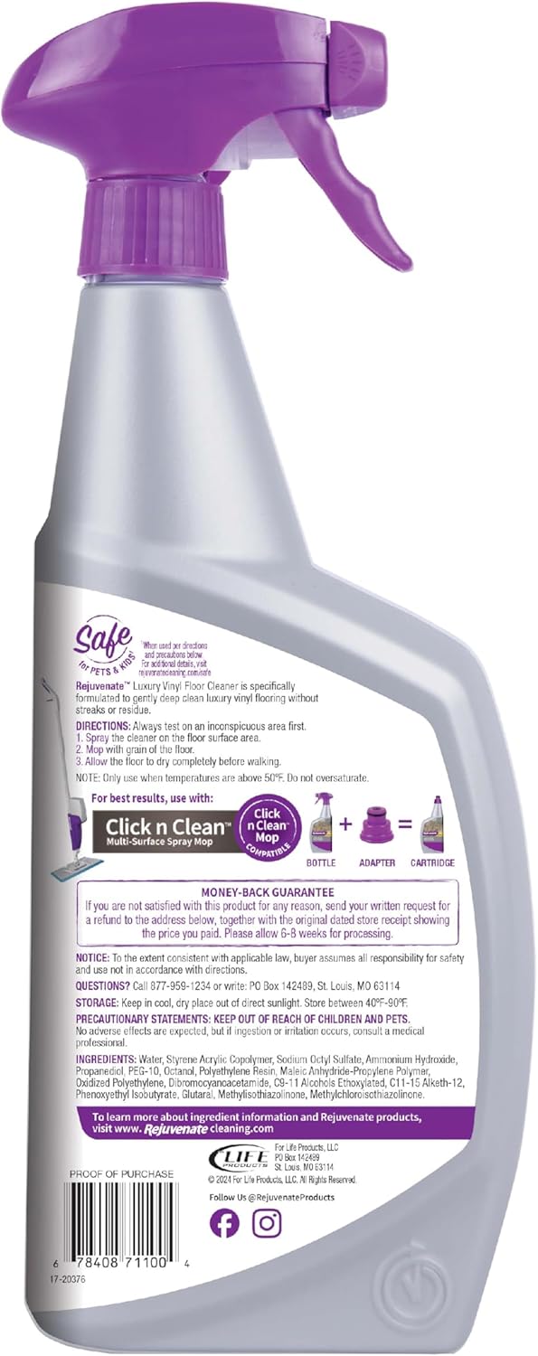 Rejuvenate Luxury Vinyl Floor Cleaner Refill, 1 Gallon, Gently Cleans and Revitalizes Luxury Vinyl Floors