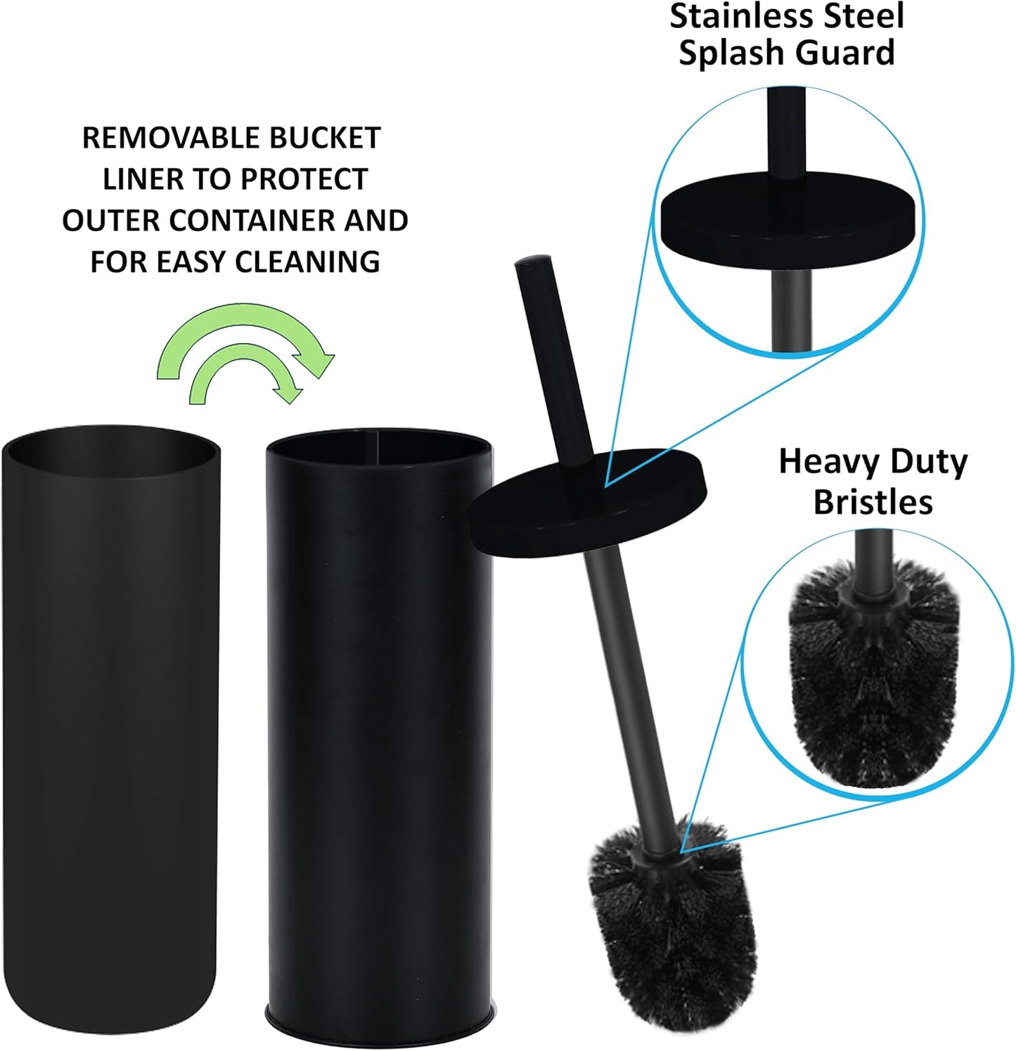 Deep & Sturdy Toilet Bowl Brush with Holder - Durable Scrubbing - Toilet Cleaners - Household Essentials - Bathroom Cleaner - Cleaning Supplies - Household Supplies, Painted Satin Gold