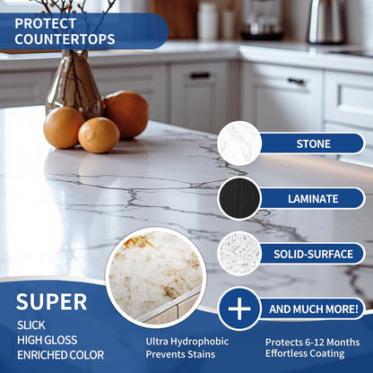 Home Ceramic Coating Spray Kit - Shine, Seal & Protect Kitchen & Bath Surfaces, High-Gloss, Repels Stains & Grime Effective - Great for Stainless Steel, Sinks, Countertops, Glass, and More