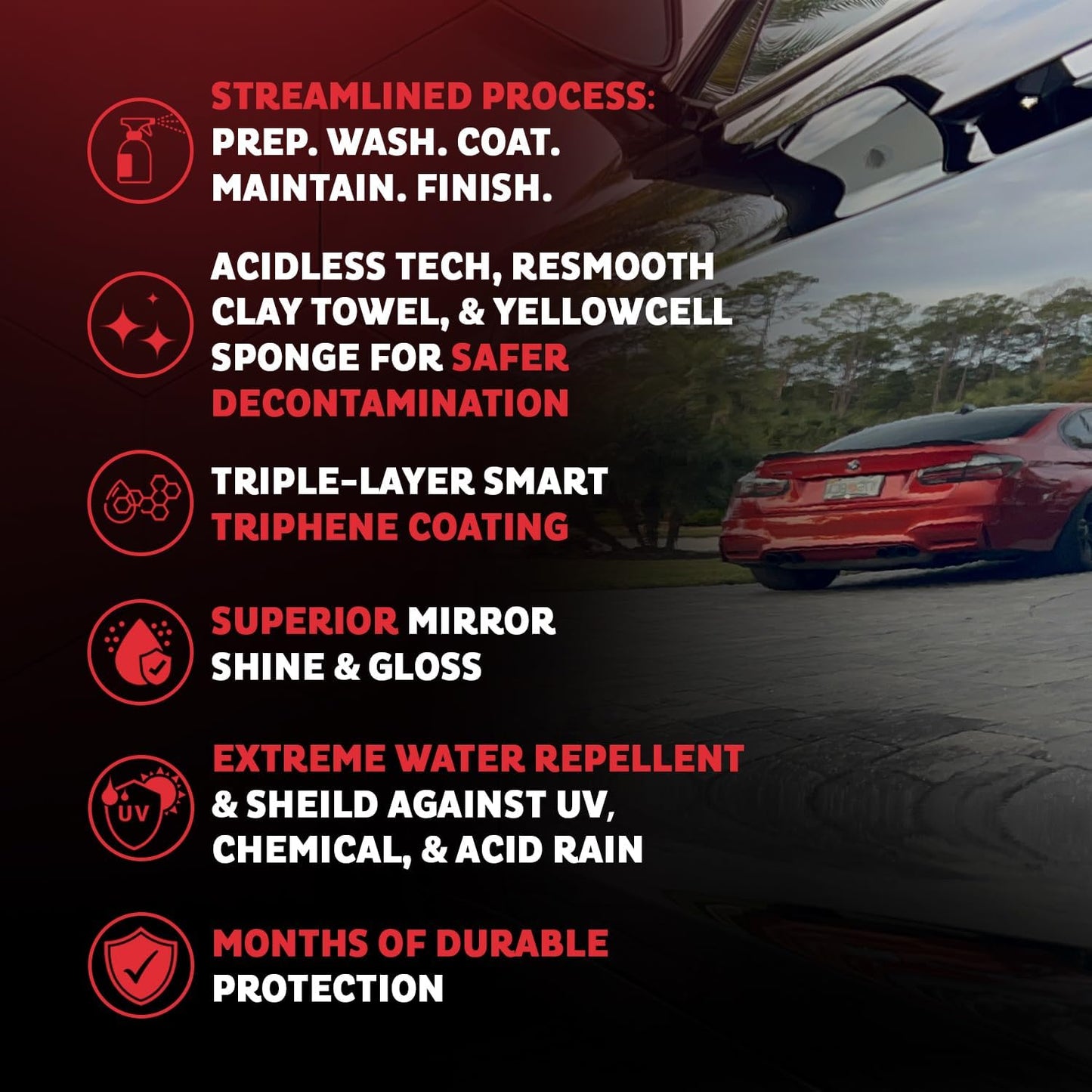 MAXLONE ™ Car Spray with Triphene® Technology, Quick Spray & Wipe All Purpose Waterless Detailer - Clean, Shine, Protect Paint, Glass, Wheels, Trim Without Pre-Washing (2, 20oz w 4 Micro Fiber Cloth)