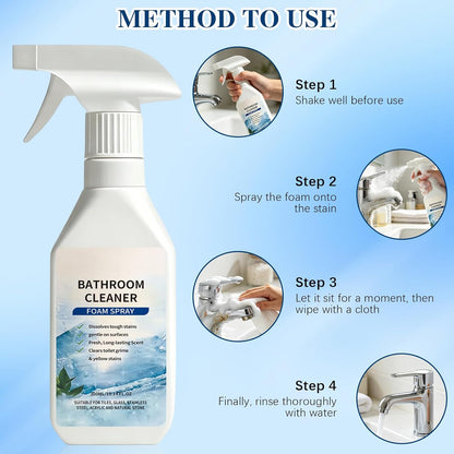 Scale Remover Bathroom Cleaner Foam Spray,Powerful Stubborn Stains Bathroom Cleaner Foam,Suitable for Tiles,Glass,Bathtub,Porcelain(1PCS)