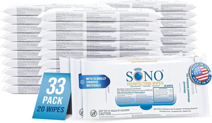 SONO Disinfecting Wipes - 60 Count (Pack of 3) + Sanitizer, Travel Size, Alcohol-Free, No Bleach, Medical-Grade, Multi-Surface Cleaning for School, Office, and On-The-Go
