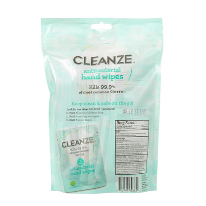 Cleanze Antibacterial Hand Sanitizing Wipes Individually Wrapped with Aloe, Unscented Disinfecting Hand Wipes for Travel and On the Go Sanitizing, Kills 99.9 Percent of Germs, 50 Count