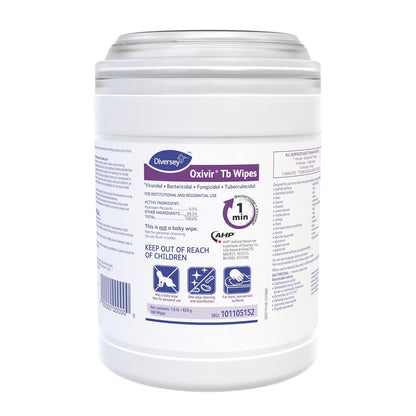 Oxivir Diversey Tb 5388471 Ready-to-Use Disinfectant Cleaning Wipes, Accelerated Hydrogen Peroxide, Large 7x8-Inch Sheets, 60-Wipes, 1-Slim Canister
