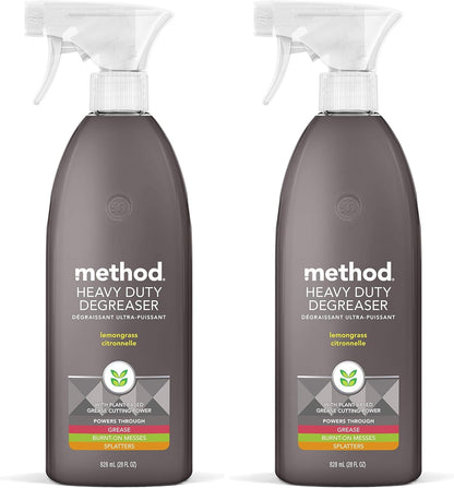 Method Heavy Duty Degreaser, Lemongrass Scent, Oven Cleaner & Stove Top Cleaner, 28 Oz Spray Bottle (Pack of 1),(Packaging may vary)