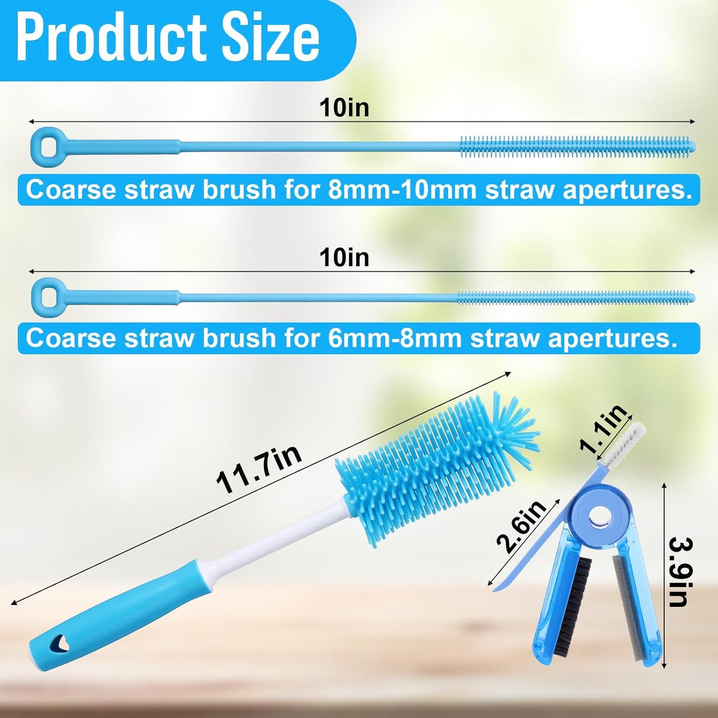 XANGNIER 5 in 1 Bottle Cleaning Brush Set,Multifunctional Water Bottle Brush and Straw Cleaner Brush,Cleaning Tool Kit for Owala/Stanley/Yeti/Simple Modern Tumbler Cup Accessories,Kitchen Gadgets