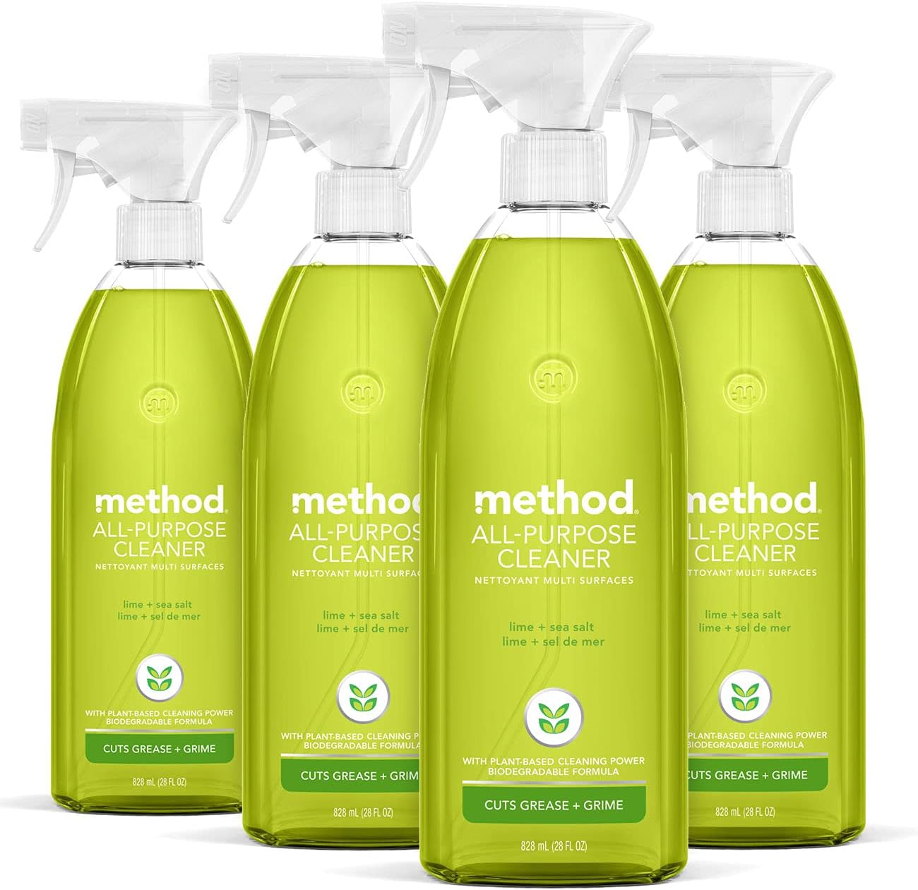 Method All-Purpose Cleaner Spray, Lime + Sea Salt, Perfect for Most Counters, Tiles, Stone, and More, 28 oz Spray Bottles, (Pack of 1)