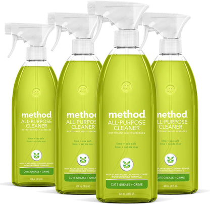 Method All-Purpose Cleaner Spray, Lime + Sea Salt, Perfect for Most Counters, Tiles, Stone, and More, 28 oz Spray Bottles, (Pack of 1)