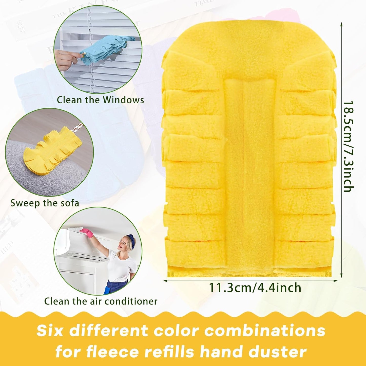 Zubebe 12 Pcs Duster Refill Reusable Fleece Duster Refills Feather Flat Dusters Multi Surface Washable Cleaning Pads Tools for Home, Blinds, Car, Pet, Furniture, Fans (Dark Color)