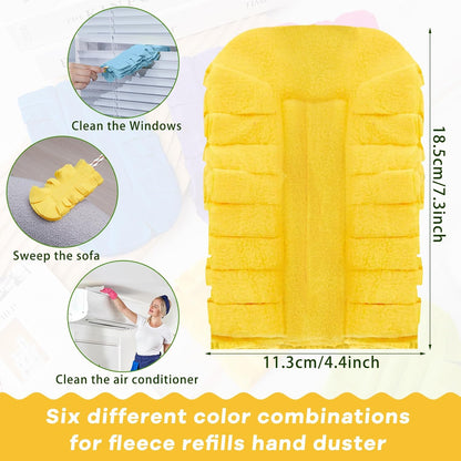 Zubebe 12 Pcs Duster Refill Reusable Fleece Duster Refills Feather Flat Dusters Multi Surface Washable Cleaning Pads Tools for Home, Blinds, Car, Pet, Furniture, Fans (Dark Color)
