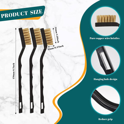 12 Pcs Mini Stainless Steel Wire Brush Set, Wire Scratch Brush with Curved Handle, Cleaning Weld Slag and Rust