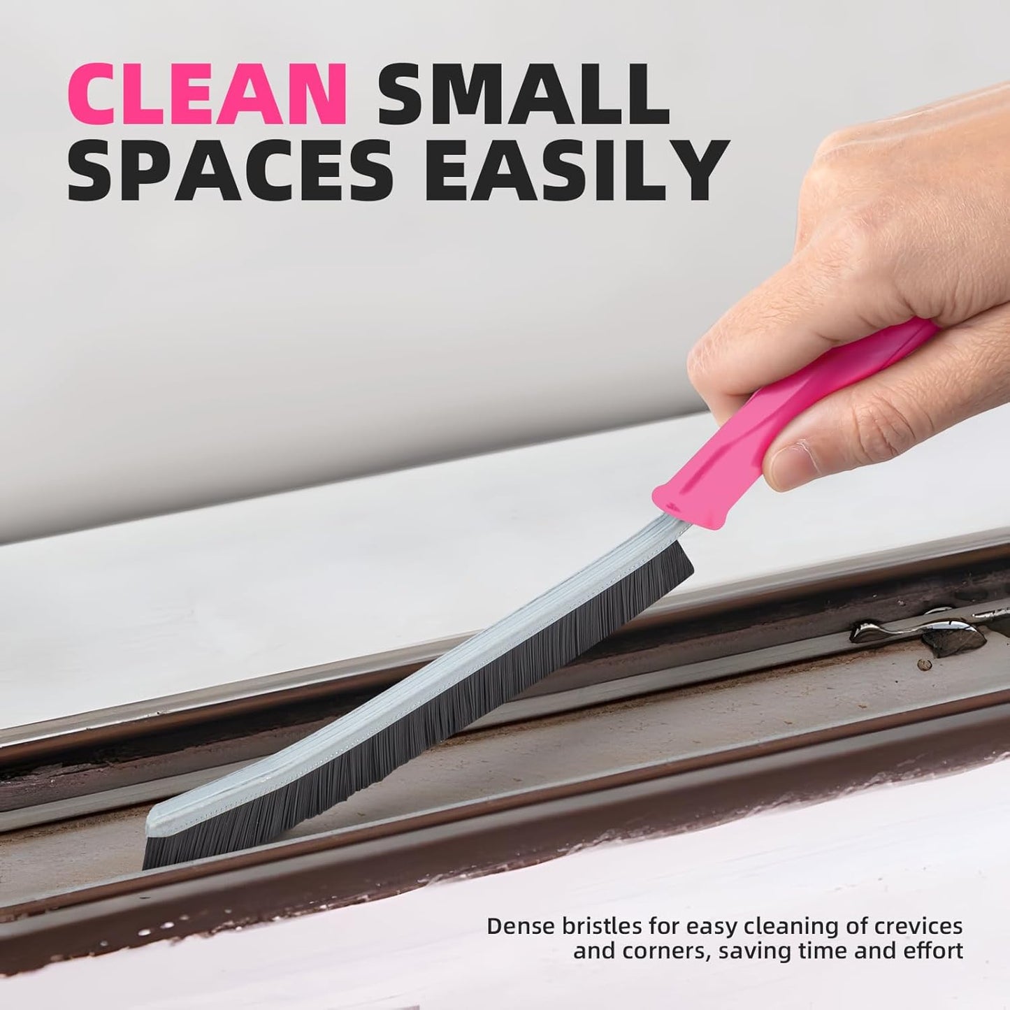 FOOGWEE Hard Bristle Crevice Cleaning Brush - Cleaning Tools for Household Use, Multifunctional Gap Cleaning Supplies for Kitchen, Bathroom, Toilet, Window, Vehicle, Faucets, Grout, Home (Black)