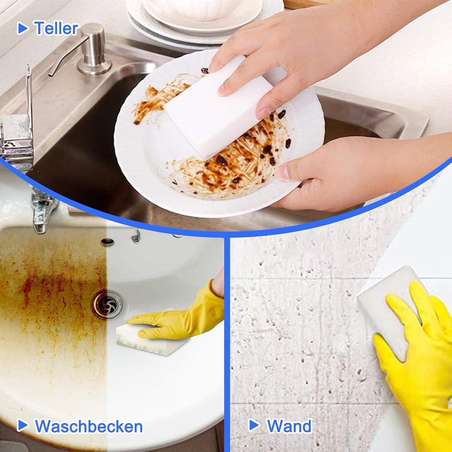 100Pack Magic Eraser Cleaning Sponge, Extra Large Melamine Sponge Foam in Bulk Boat Eraser, Multi-Functional Household Cleaning Scrubber Sponge Pads for Kitchen, Bathroom, Bathtub, Sink, Walls, Shoes