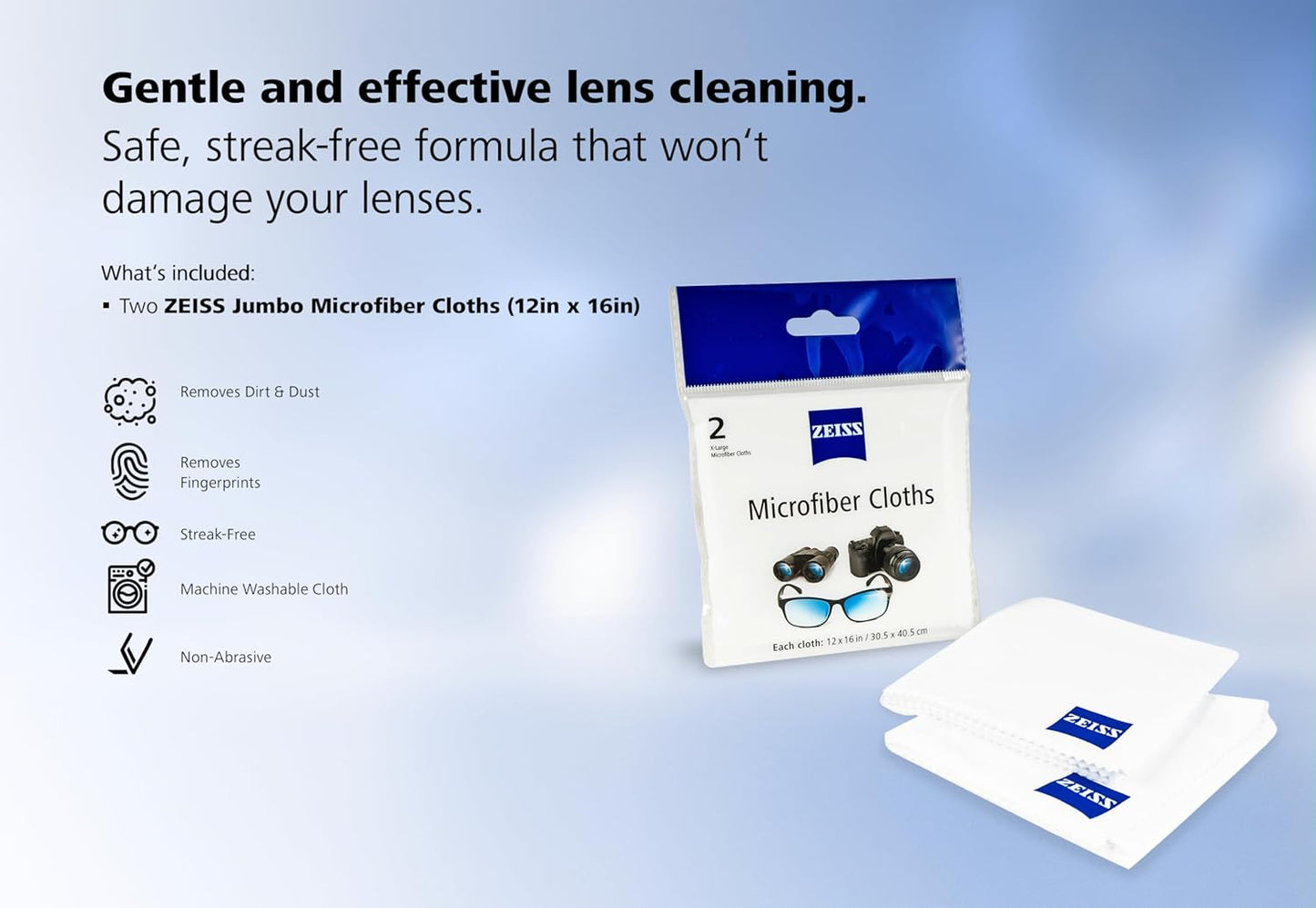 ZEISS Lens Care Pack – 2x 8oz Streak-Free Lens Spray and Microfiber Cloths for Eyeglasses and Optics