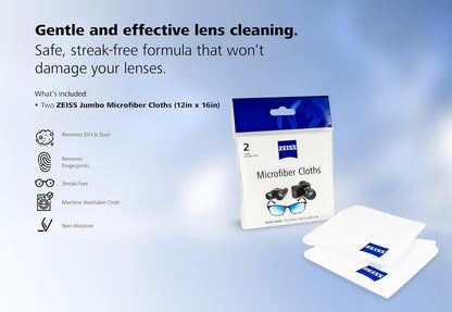 ZEISS Lens Care Pack – 2x 8oz Streak-Free Lens Spray and Microfiber Cloths for Eyeglasses and Optics