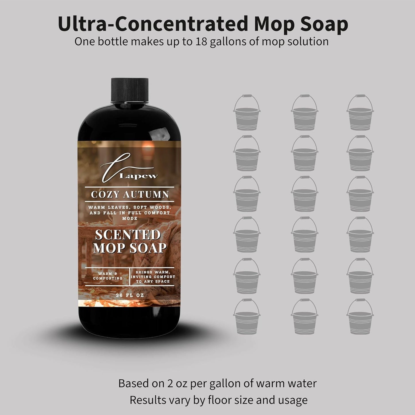 Lapew Baccarat Scented Mop Soap - Luxury Floor Cleaner Concentrate for Mopping Tile, Laminate, Vinyl & Hardwood | Streak-Free, Low-Foam | 36 oz - Colors C