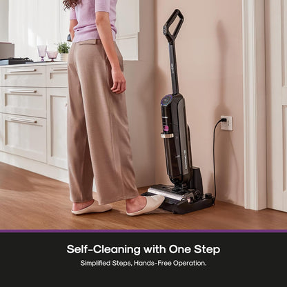 Eureka Cordless Wet Dry Cleaner, 170° Reclinable, Hot Air Drying Self Cleaning Vacuum and Mop Combo, Good for Hard Floors Pet Hair Sticky Messes, RapidWash 630, Purple