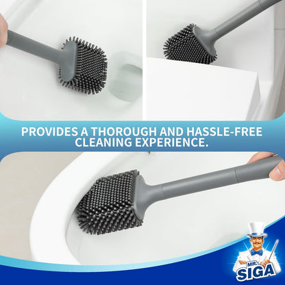 MR.SIGA Toilet Brush and Holder, Wall Mounted Toilet Brush for Bathroom Cleaning, Compact Toilet Brush with Holder Set, White, 1 Pack