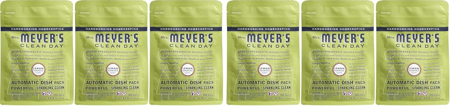 MRS. MEYER'S CLEAN DAY Automatic Dishwasher Pods, Lemon Verbena, 20 Count